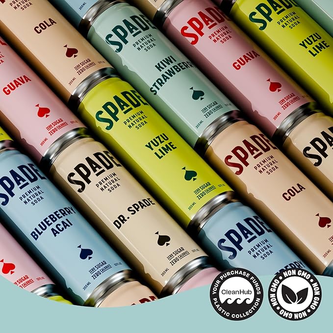 Spade Soda Kiwi Strawberry 12 Pack Premium All-Natural No Sugar No Calories Electrolytes Magnesium Potassium Healthy Non GMO Sweet Quality Stevia No Artificial Sweeteners Great Taste Bold T