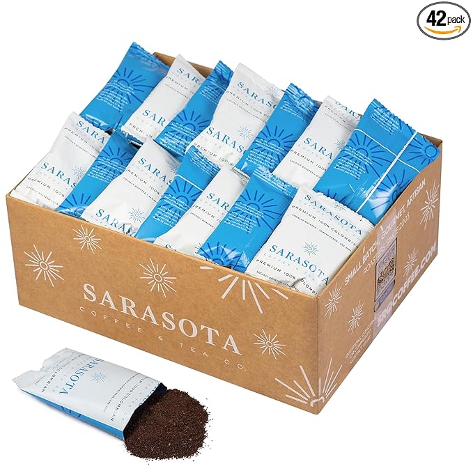 Colombian Coffee Packets – Medium Roast Ground 1.5oz Bulk Pre-Measured Packs for 12-Cup Drip Brewers Commercial Single-Pot Fractional Bags | Sarasota Coffee