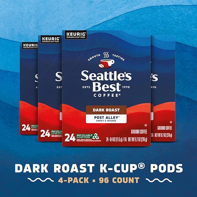 Seattle’s Best Coffee Dark Roast K-Cup Coffee Pods Post Alley 100% Arabica 4 Boxes (96 Pods Total)