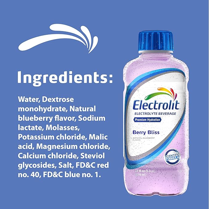 Electrolit Electrolyte Beverage Berry Bliss 21 Fl Oz bottle (Pack of 12)