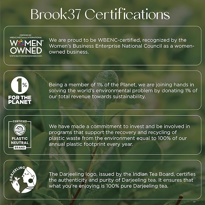 Brook37 Aurum Collection Premium Tea Gift Box - 2-Pc Loose Leaf Tea Variety Pack with Handcrafted Brass Tea Infuser | Luxury Magnetic Gift Box | Ideal Tea Gift Set