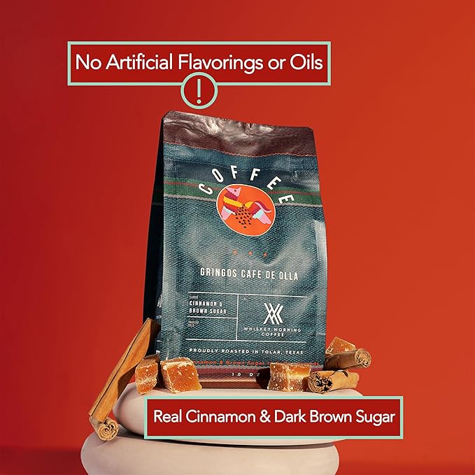 Gringos Café De Olla Mexican Spiced Ground Coffee Medium Roast with Real Cinnamon Sticks &amp Piloncillo Brown Sugar 100% Arabica Single Origin Guatemalan Coffee Small Batch Roasted 10 oz Bag