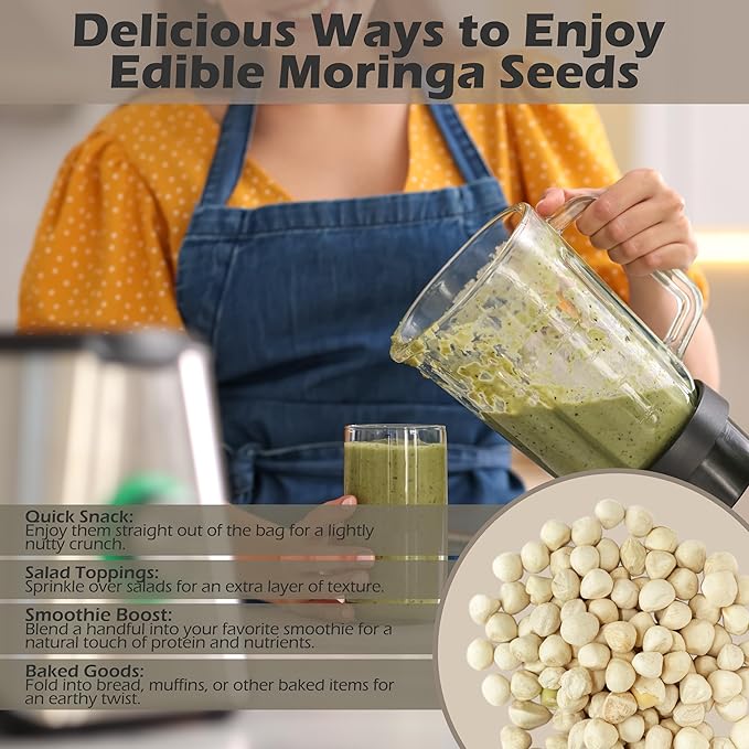Moringa Seeds Kernel Shelled 16 oz. / 1 lb. - Clean PKM1 Variety - Edible - Moringa Oleifera - Malunggay - Semillas De Moringa - Drumstick Tree - Non-GMO - 2000 to 2400 Seeds Approx.