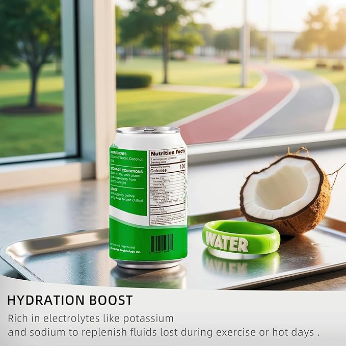 VIIBI Coconut Water with Pulp Low Calorie All-Natural Drink with Electrolytes NO added Sugar Smart Alternative to Coffee Soda and Sports Drinks - Gluten Free 11 Fl Oz (Pack of 24 Cans)