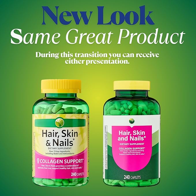 KP+ Hair Skin &amp Nails | Collagen Support | Over 15 Key Ingredients Including Biotin &amp Antioxidants | Dietary Supplement | 240 Caplets | Pack of 2
