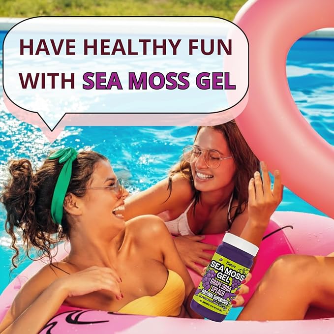 Biolore Grape Splash Sea Moss Gel 16 oz - No Added Sugar Vegan Made in USA - Wildcrafted Sea Moss Superfood with 92 Essential Vitamins - Ready to Use No Prep Needed