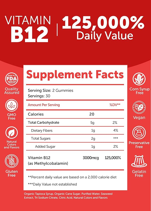 Lunakai Vitamin B12 and Collagen Gummies Bundle - 3000 mcg Methylcobalamin High Absorption Energy Gummies - Non-GMO Anti Aging Supplements for Men &amp Women - 30 Days Supply