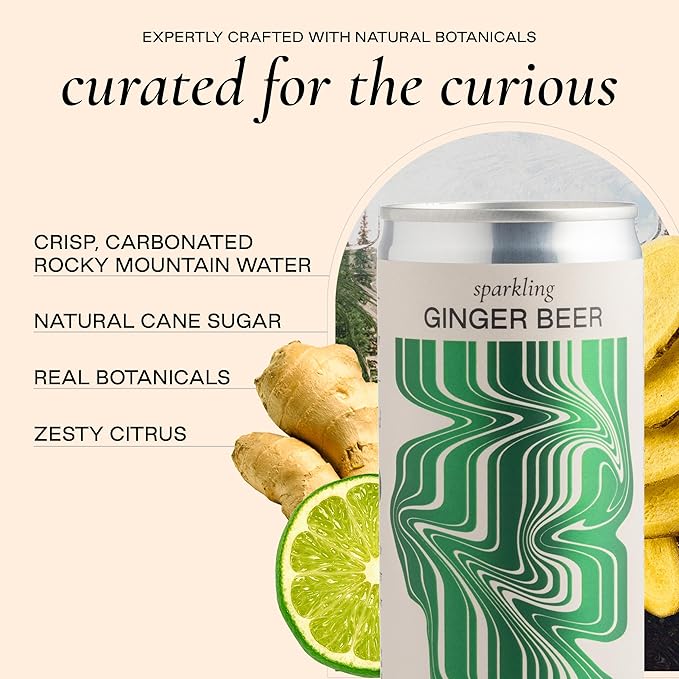 Strongwater Sparkling Ginger Beer - 12 Pack Cans (8.4 Fl Oz Each) - Premium Craft Cocktail Mixer Made with Filtered Rocky Mountain Water &amp Ginger Root - Real Cane Sugar No Artificial Flavors