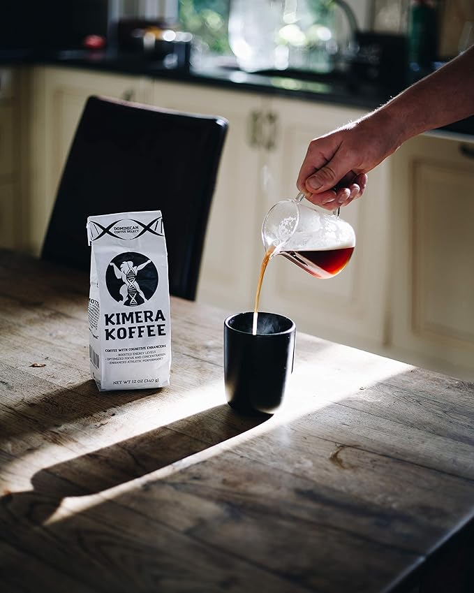 Kimera Koffee Original Blend - Organic Medium Roast Ground Coffee Vitamin-Infused with Taurine Alpha GPC DMAE L-Theanine for Cognitive Support &amp Athletic Performance 12oz