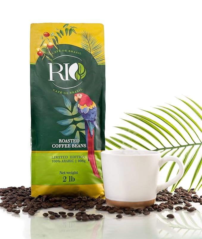 Rio Café de Brazil Whole Bean Coffee Medium Dark Roast 2.0 Pound (Pack of 1)