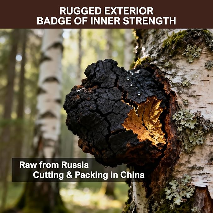 Chaga Mushroom Tea Chunks - 8 Ounce 100% Wild Harvested with Black Top Crust Premium &amp Clean Chaga Tea Chunks - Antioxidants Focus Healthy Drinks