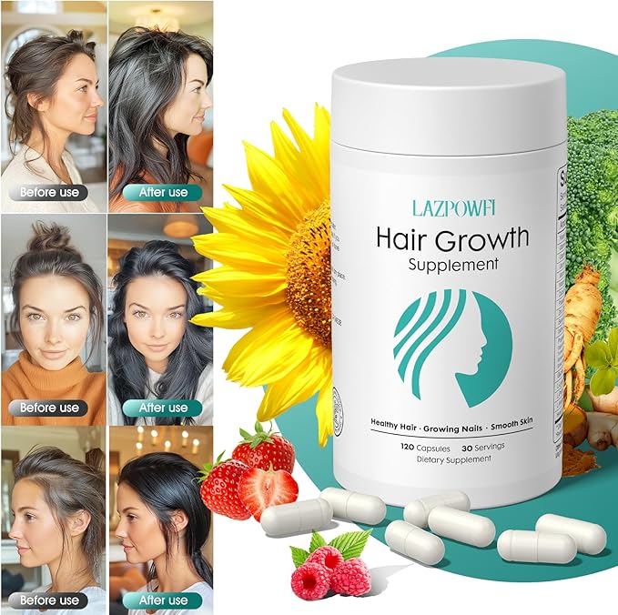 Hair Growth Products Biotin 10000mcg 30-in-1 with Vitamin A B3 C D E Calcium Hair Growth Supplement Supports Hair &amp Nails Natural Growth Vitamins for Women &amp Men - 60 Servings