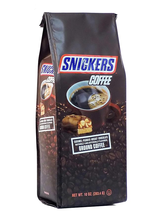 Ground Coffee Medium Roast Caramel Peanut Nougat Chocolate Flavored 10oz Bag Pack of 6