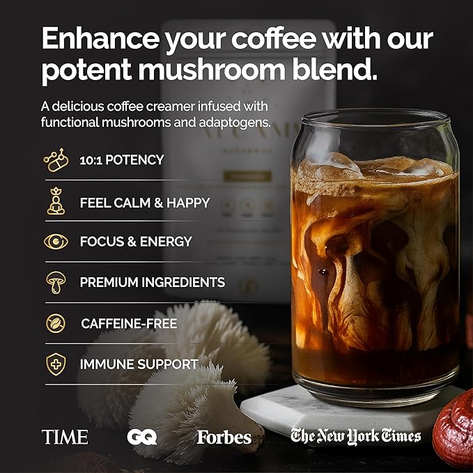 Mushroom Coffee Alternative Superfood Blend 10X Concentrated Extract with Lion’s Mane Reishi &amp Cordyceps Energy &amp Focus Support Premium Supplement Powder 30 Servings
