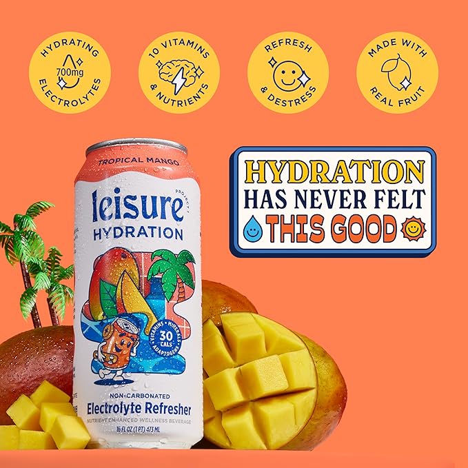Leisure Project Beverage Tropical Mango Refresher 16 fl oz (Pack of 12)