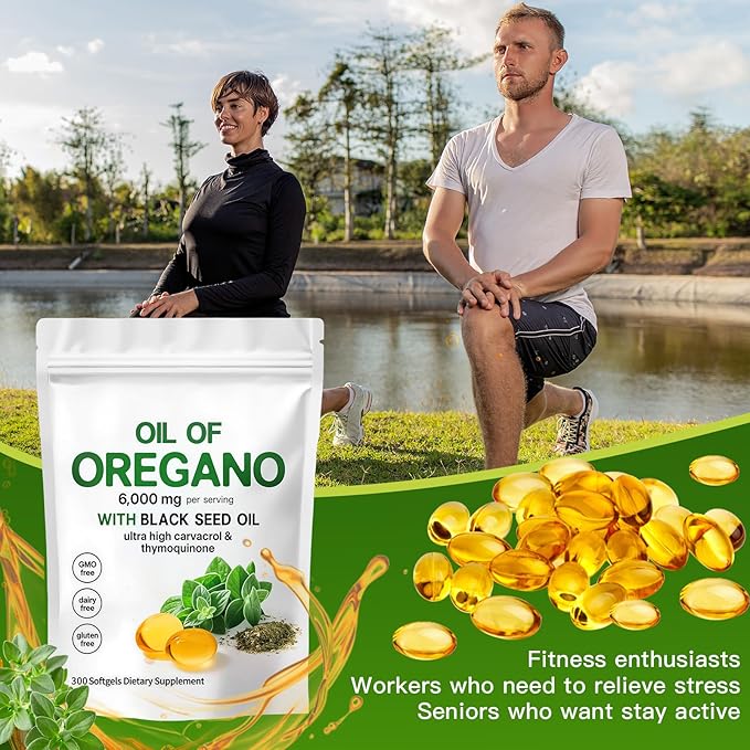 Oil of Oregano with Black Seed Oil2-in-1 Oregano Oil Capsules Organic6000mg Per Serving300 Softgels4X Strength Carvacrol &amp ThymoquinoneNon-GMOGluten Free &amp Immune Support
