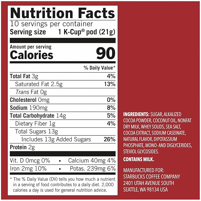 Starbucks Classic Hot Cocoa K-Cup Pods Made with Real Cocoa &amp Nonfat Milk K-Cup Pods for Keurig Brewing System 10 CT K-Cups Per Box (10 Count (Pack of 2))