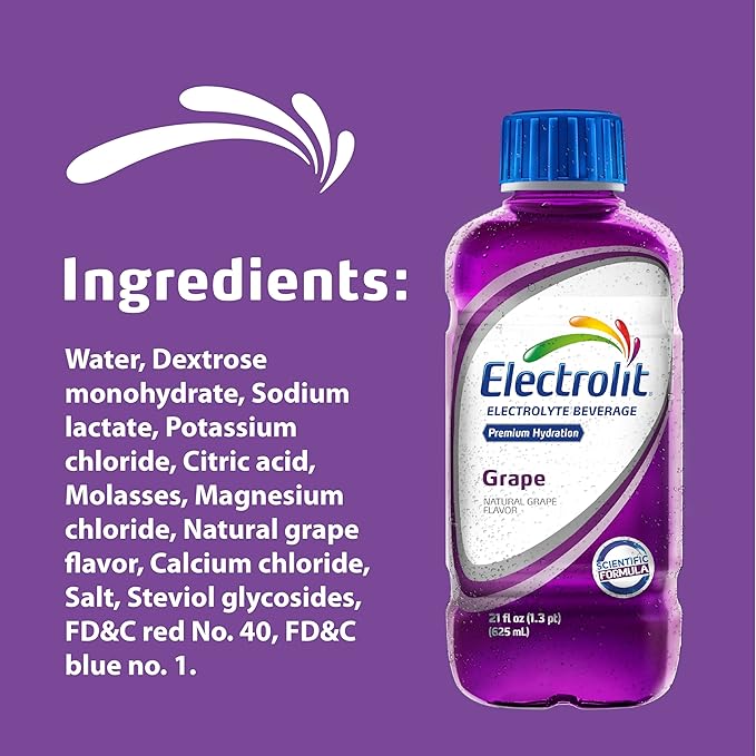 Electrolit Electrolyte Beverage Grape 21 Fl Oz bottle (Pack of 12)
