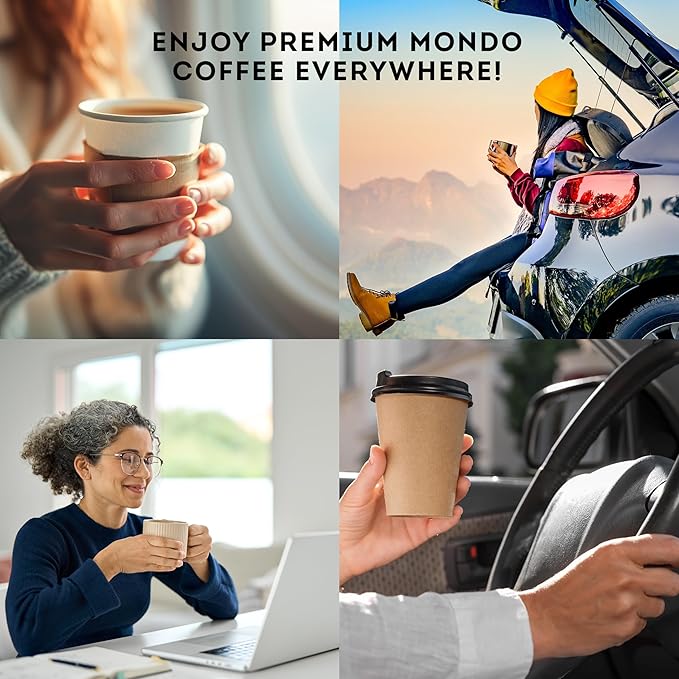 Mondo Single Serve Coffee Bags (20 Cups) Variety Pack - Organic Medium Roast - Disposable Portable Coffee Filters for Camping and Travel Sampler Box of 5 Ground Coffee Flavors