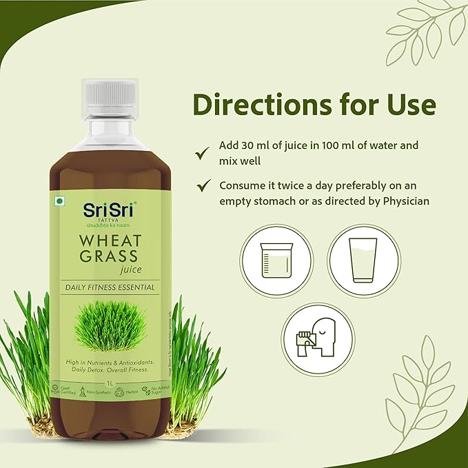 Sri Sri Tattva Wheat Grass Juice - Daily Fitness Essential 1L