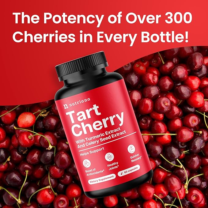3 in 1 Tart Cherry Extract Capsules with Turmeric &amp Celery Seed for Feet &amp Joint Support Uric Acid Flush Cleanse &amp Purge Pills 60 Veggie Capsules Manufactured in USA