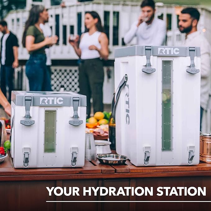 RTIC Halftime Water Cooler Portable Carrier Container Drink Beverage Dispenser Stackable with 2 Taps Bottleless BPA-Free for Sports Camping BBQ Parties Picnic &amp More Sage