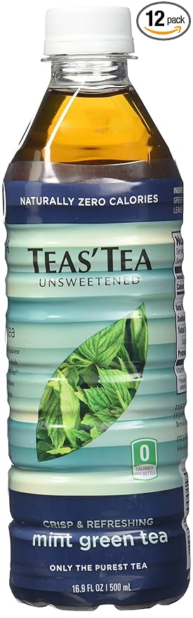 Teas' Tea Unsweetened Mint Green 16.9 Ounce (Pack Of 12)