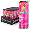 RAVE Mood Energy Drink is Mind Blowingly Different. With Mood-Boosting Functional Mushrooms Nootropics Adaptogens &amp B Vitamins. Experience Mind &amp Body Rush! 225mg Caffeine - Electrolytes - Z