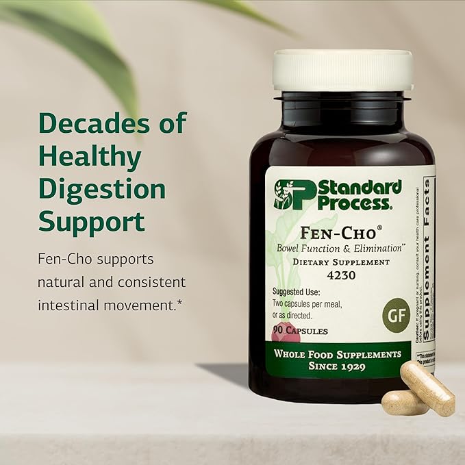 Standard Process Fen-Cho - Digestive &amp Gut Health Supplement - Gluten-Free Non-Dairy &amp Non-Soy - 90 Capsules (45 Servings)