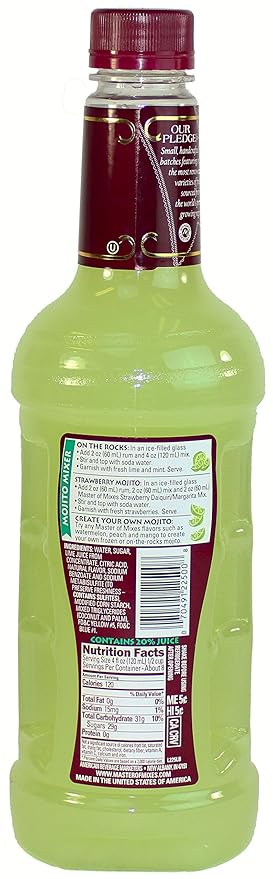 Master of Mixes Mojito Drink Mix Ready To Use 1 Liter Bottle (33.8 Fl Oz) Pack of 6