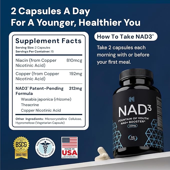 HPN NAD+ Booster – Nicotinamide Riboside Alternative (NAD3) for Men &amp Women | Anti Aging NRF2 Activator 312 mg per Serving – Natural Energy Supplement for Longevity &amp Cellular Health 30 Vegg