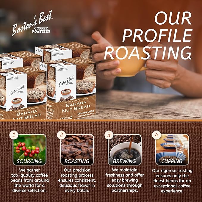 Boston’s Best - Banana Nut Bread Flavored Delicious Gourmet Coffee Compatible with Keurig Coffee Maker 24 Count (Pack of 4)