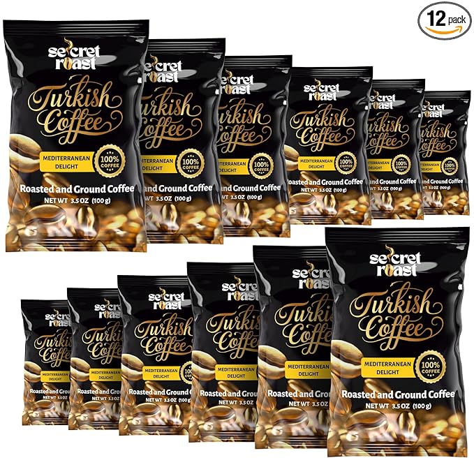Secret Roast Ground and Roasted Turkish Coffee | Mediterranian Delight | 3.5 oz | Kosher | Pack of 12