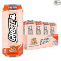 GHOST Energy Drink - 12-Pack Peaches 16oz - Energy &amp Focus &amp No Artificial Colors - 200mg of Natural Caffeine L-Carnitine &amp Taurine - Gluten-Free &amp Vegan