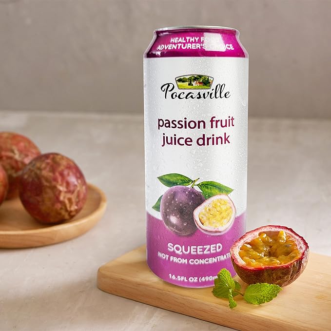 Pocasville Fruit Juices 16.5 Fluid Ounce (Pack of 12) (Passion Fruit)