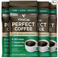 VitaCup Perfect Low Acid Coffee Ground USDA Organic &amp Fair Trade Mycotoxin Free Dark Roast Guatemala Single Origin Clean &amp Pure for Drip Coffee Brewers and French Press 4 bags 11oz each