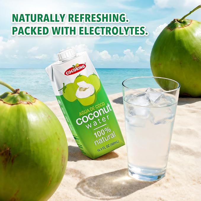 CocoKing Thai Coconut Water – Pure Nam Hom Coconuts – Natural Electrolyte Drink – No Added Sugar Not from Concentrate 16.9 Fl Oz (Pack of 12)