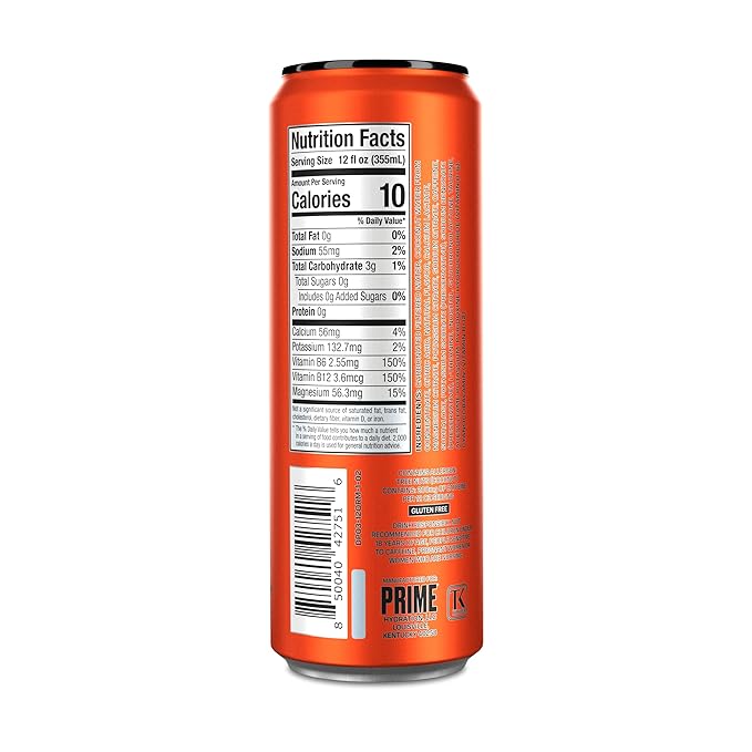 PRIME Energy ORANGE MANGO | Zero Sugar Energy Drink | Preworkout Energy | 200mg Caffeine with 355mg of Electrolytes and Coconut Water for Hydration| Vegan | Gluten Free |12 Fluid Ounce | 24 Pack