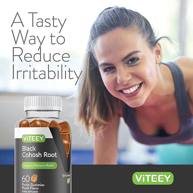 Viteey Black Cohosh Root Gummies - Menopause Relief for Hot Flashes and Night Sweats - Vegan Gluten Free Non-GMO - 120 Count