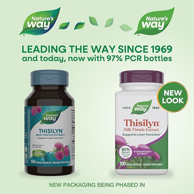 Nature's Way Thisilyn with Standardized Milk Thistle Extract Supports Liver Function* Silymarin Vegan 100 Capsules (Packaging May Vary)