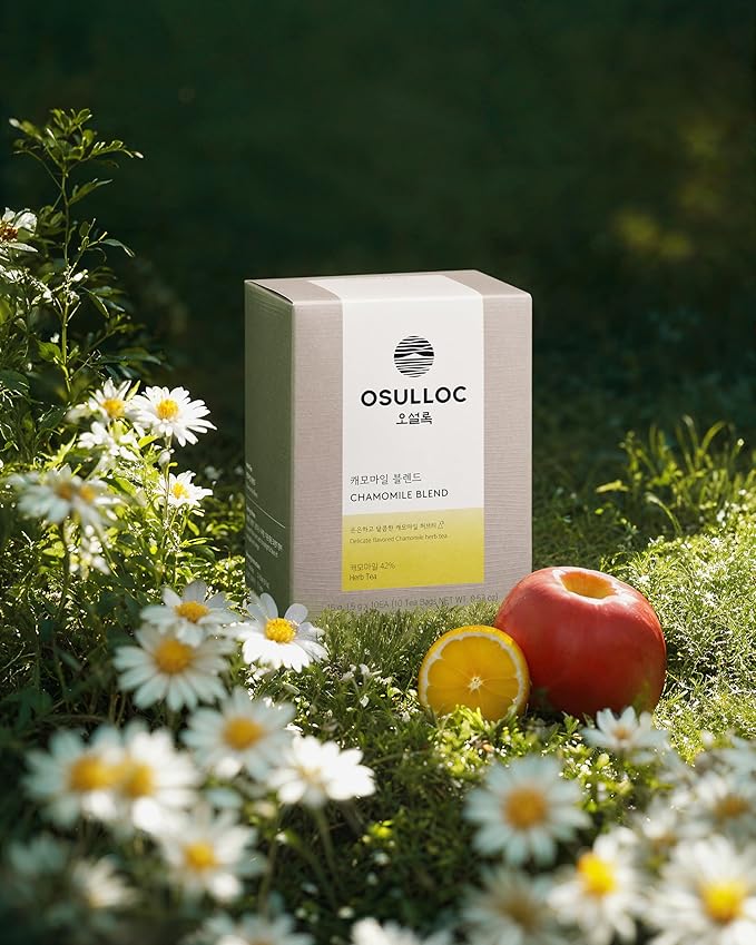 OSULLOC Chamomile Blend Tea(Chamomile &amp Sweet Apple scent 10 count x 0.5oz) Relaxing Chamomile tea with delicate sweet flavors Decaffeinated Herbal tea