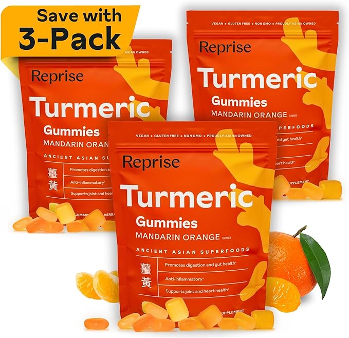 Turmeric Gummies for Women | Curcumin Supplement Gummies for Inflammation | Turmeric Supplement for Adults | Natural Curcumin Low-Sugar Vegan Mandarin Orange Flavor 45 Count (Pack of 3)