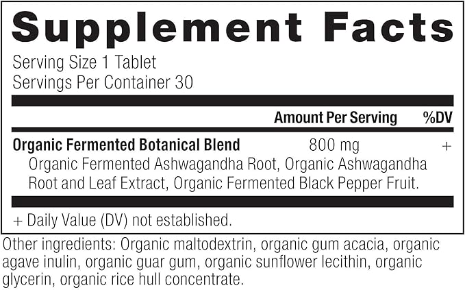 Ancient Nutrition Ashwagandha Tablets Stress Relief Supports Energy Mental Clarity and Concentration Reduces Fatigue and Anxiousness Paleo and Keto Friendly 30 Capsules