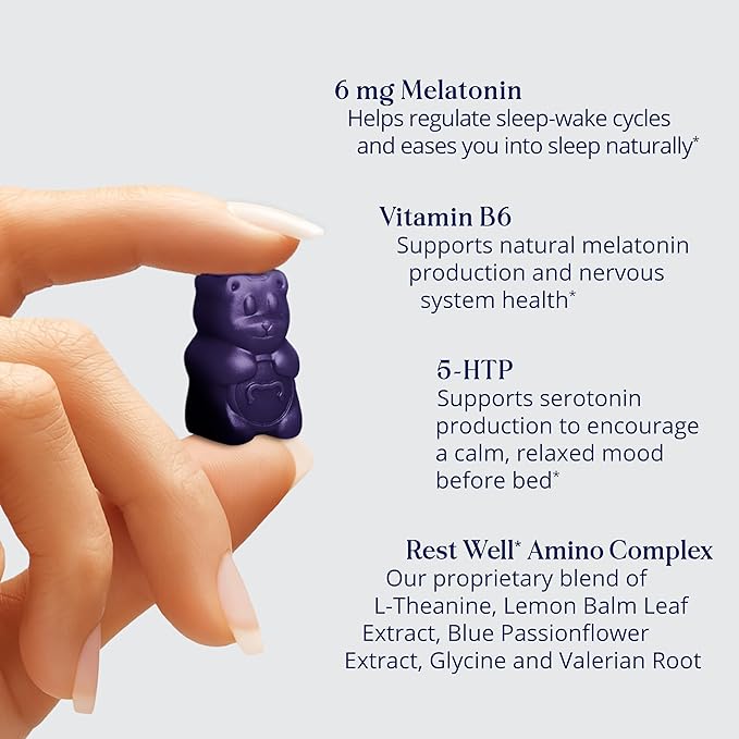 SugarBearPro Sleep Gummy 1 Month Supply Extra Strength Melatonin 6mg for Men &amp Women Vegan Vitamin B6 L-Theanine 5 HTP Valerian Sleep Aid for Adults &amp Teens Certified Kosher