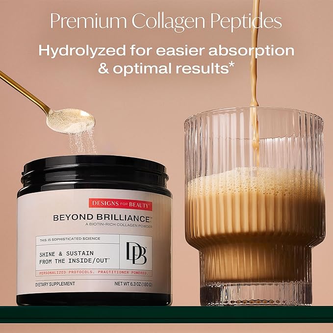 Beyond Brilliance Collagen Powder (Unflavored 30 Servings) - with Collagen Peptides Biotin and Silica for Healthier Skin Hair and Nails