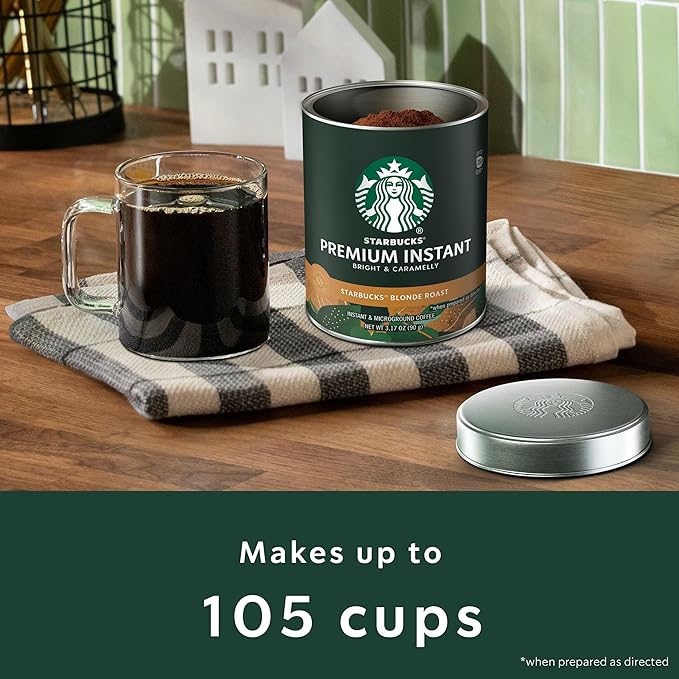 Starbucks Premium Instant Coffee Starbucks Blonde Roast Coffee Arabica Beans Three 3.17 oz Tins
