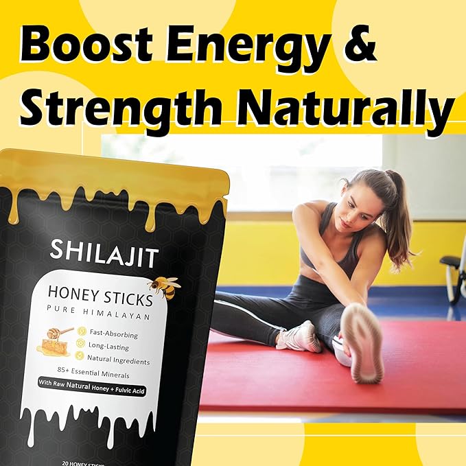 Rone Honey Packets with Himalayan Shilajit Natural Honey Saffron - Energy Boost &amp Immune Support 85+ Trace Minerals 75%+ Fulvic Acid - 20 Sticks (1)