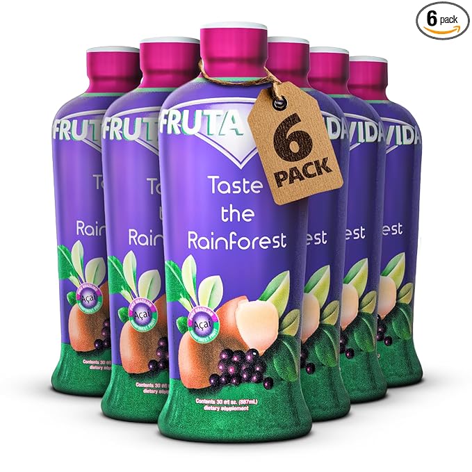 Fruta Vida – 6 Pack of 30 oz Bottles – Acai – Yerba Mate – Cupuacu Juice – by Pro Image International