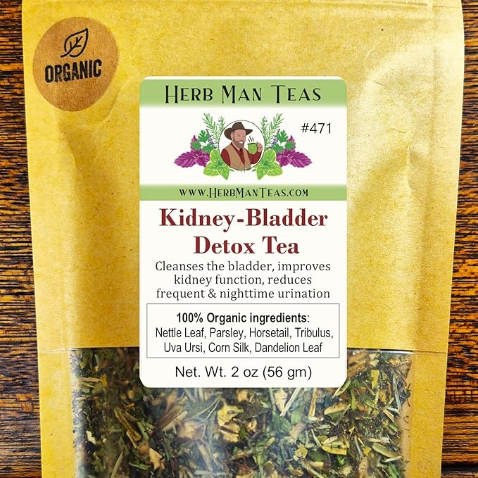KIDNEY-BLADDER DETOX TEA to reduce swelling &amp nighttime urination - formulated by master herbalist Khabir - 100% Organic Non-GMO No Additives