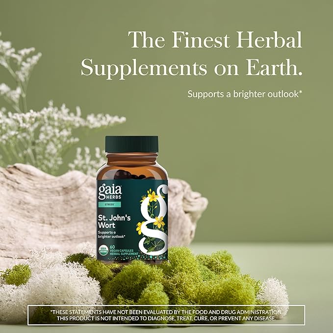 Gaia Herbs St. John's Wort - Stress Support Supplement* - with St. John's Wort - 60 Vegan Capsules (60 Servings)